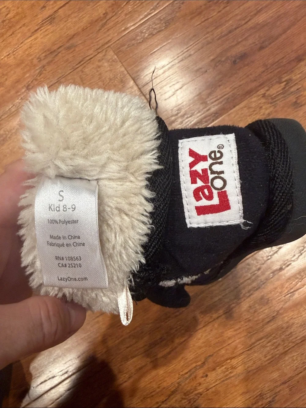 Lazy One Black and Cream Puppy Bootie Slippers for Kids